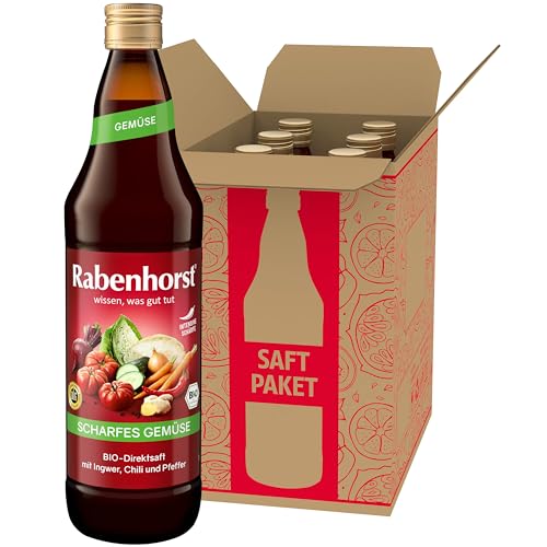 RABENHORST Scharfes Gemüse BIO 6er Pack (6 x 700 ml) - Hochwertiger Gemüsesaft aus verschiedenen Gemüsesorten mit intensiv-scharfer Note von Rabenhorst