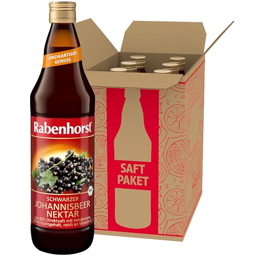 RABENHORST Schwarzer Johannisbeer-Nektar BIO 6er Pack (6 x 700 ml) - Fein-herber Nektar mit mindestens 35% Fruchtgehalt und natürlichem Vitamin C von Rabenhorst