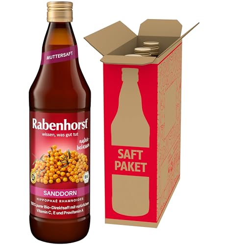 RABENHORST Sanddorn Muttersaft BIO 3er Pack (3 x 700 ml) - 100 % purer Sanddorn-Direktsaft aus erster Pressung von Rabenhorst