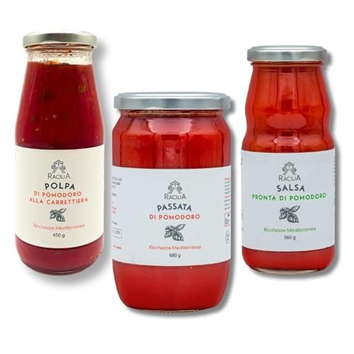 Baciricò-Box: Carrettiera-Tomatenmark + Fertige Siccagno-Tomatensauce + Tomatenpüree ? 100% Sizilianische Tomaten ? 1.490 kg von Racilia