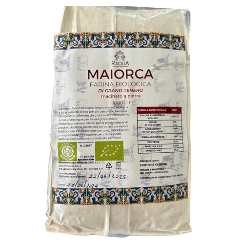 RACILIA Bio Maiorca Weichweizenmehl – ​​100% Sizilianisches und Biologisches Urgetreide – Reich an Ballaststoffen und Proteinen (Packung mit 1) von Racilia