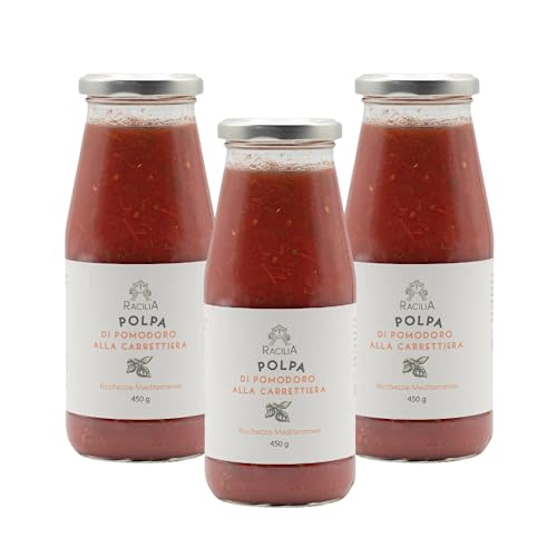 Carrettiera-Tomatenmark - 100 % sizilianische Tomaten, ohne Farbstoffe, Konservierungsstoffe, Verdickungsmittel - Traditionelles sizilianisches Rezept - Packung mit 3x450g von Racilia