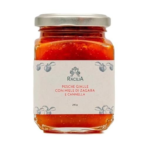 RACILIA Gelbe Pfirsichmarmelade mit Orangenblütenhonig und Zimt - 100% Sizilianische Marmelade, Glutenfrei, Italienisch - 240g RACILIA Gelbe Pfirsichmarmelade mit Orangenblütenhonig und Zimt - 100% Sizilianische Marmelade, Glutenfrei, Italienisch - 240g von Racilia