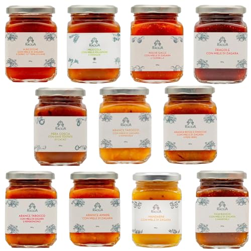 RACILIA Wählen Sie Ihre 4 Lieblingsmarmeladen – Anpassbare Zitrusmarmelade – Aprikosen, Äpfel, Pfirsiche, Erdbeeren, Birnen, Orangen, Mandarinen, Feigen mit Orangenblütenhonig | 100% Sizilianische RACILIA Wählen Sie Ihre 4 Lieblingsmarmeladen – Anpassbare Zitrusmarmelade – Aprikosen, Äpfel, Pfirsiche, Erdbeeren, Birnen, Orangen, Mandarinen, Feigen mit Orangenblütenhonig | 100% Sizilianische von Racilia