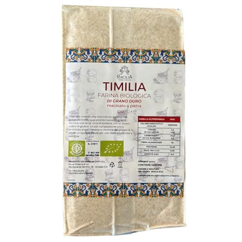 RACILIA Feines Semola Mehl Bio Vollkornmehl aus Sonnenverwöhntem Sizilien - Wertvoller Timilia Urweizen, schonend traditionell gemahlen - Semola Hartweizengrieß 1kg RACILIA Feines Semola Mehl Bio Vollkornmehl aus Sonnenverwöhntem Sizilien - Wertvoller Timilia Urweizen, schonend traditionell gemahlen - Semola Hartweizengrieß 1kg von Racilia