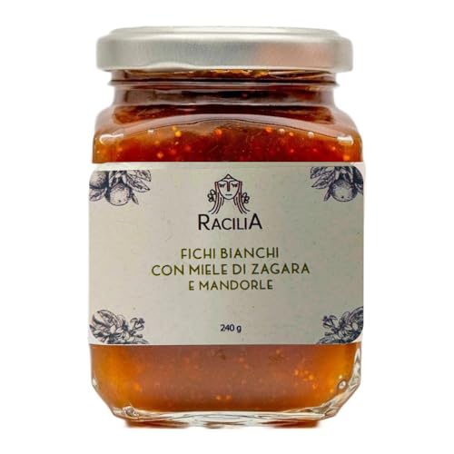 RACILIA Weiße Feigenmarmelade mit Orangenblütenhonig und Mandeln - 100% Sizilianische Früchte, Glutenfrei, ohne Konservierungsstoffe, Italienisch - 240 g RACILIA Weiße Feigenmarmelade mit Orangenblütenhonig und Mandeln - 100% Sizilianische Früchte, Glutenfrei, ohne Konservierungsstoffe, Italienisch - 240 g von Racilia