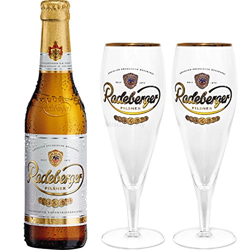 Radeberger Premium Pils Bier 0,33l (4,8% Vol) + 2x Gläser Pokalgläser -[Enthält Sulfite] - Inkl. Pfand MEHRWEG von Radeberger-Radeberger