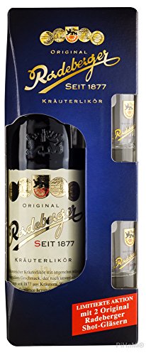 Original Radeberger Kräuterlikör Geschenkpack mit 2 Gläsern 0,7 Liter PiHaMi® Gastro von Radeberger