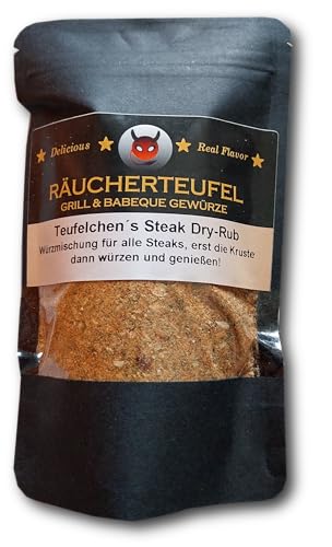 Räucherteufel Teufelchen´s Steak Dry-Rub 90g, Grill Gewürz, Gewürzmischung, Barbecue Rub, Steak Gewürz von Räucherteufel