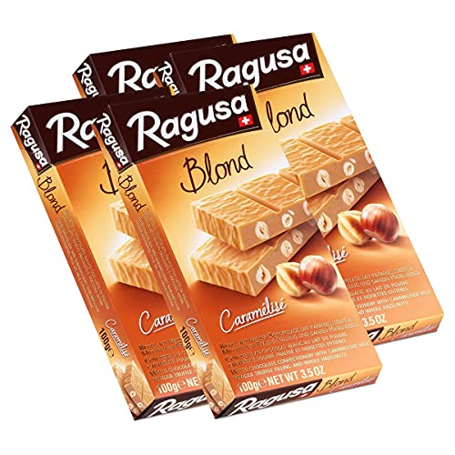 Ragusa Blond Caramélisé weisse Schokolade mit Haselnüssen 100g (4er Pack) von Ragusa