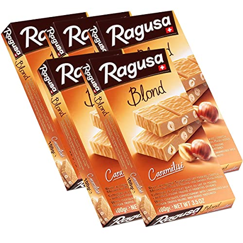 Ragusa Blond Caramélisé weisse Schokolade mit Haselnüssen 100g (5er Pack) von Ragusa