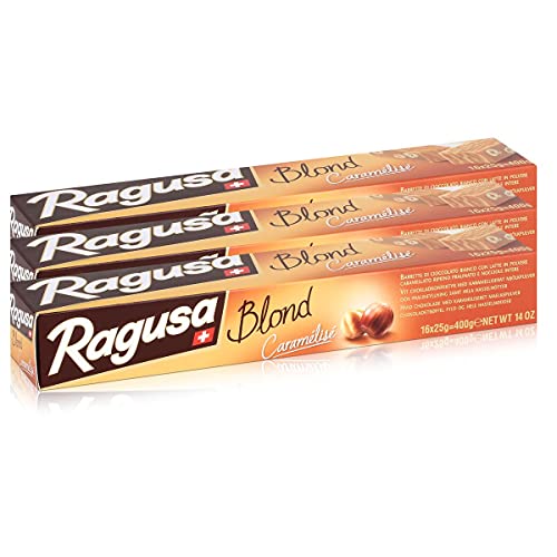 Ragusa Blond Caramélisé weisse Schokolade mit Haselnüssen 400g (3er Pack) von Ragusa