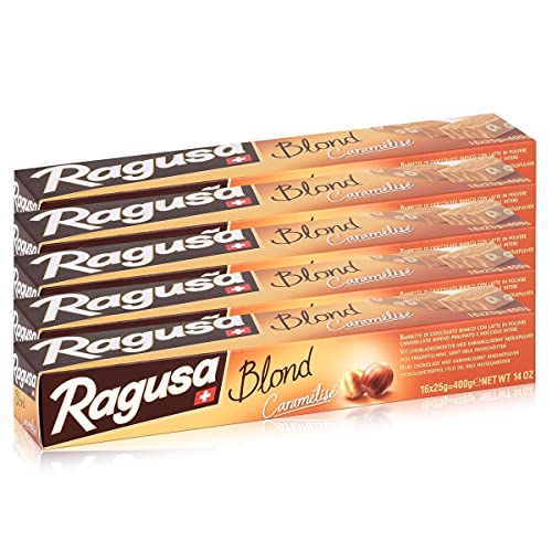 Ragusa Blond Caramélisé weisse Schokolade mit Haselnüssen 400g (5er Pack) von Ragusa