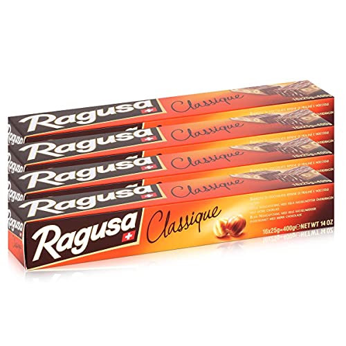 Ragusa Classique Schokolade-Riegel mit ganzen Haselnüssen 400g (4er Pack) von Ragusa