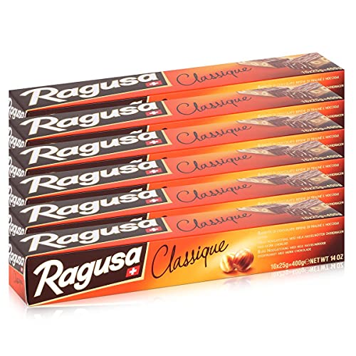 Ragusa Classique Schokolade-Riegel mit ganzen Haselnüssen 400g (6er Pack) von Ragusa