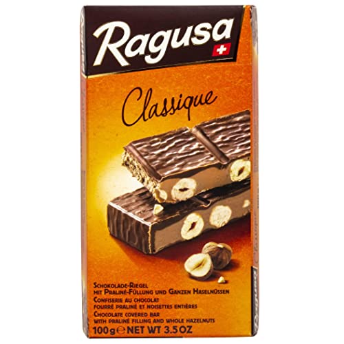 Ragusa Classique Tafel 100g – Der Klassiker mit zarter Praliné-Füllung und ganzen Haselnüssen – Original Schweizer Schokolade (1 x 100g) von Ragusa