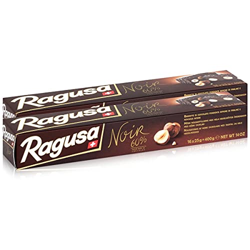 Ragusa Noir 60% dunkle Schokolade mit ganzen Haselnüssen 400g (2er Pack) von Ragusa