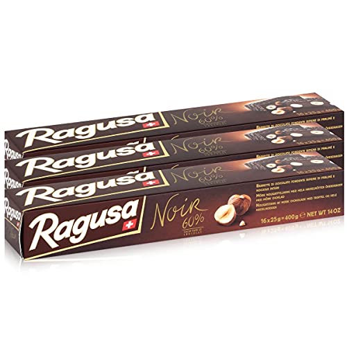 Ragusa Noir 60% dunkle Schokolade mit ganzen Haselnüssen 400g (3er Pack) von Ragusa