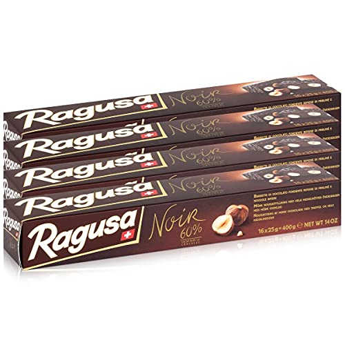 Ragusa Noir 60% dunkle Schokolade mit ganzen Haselnüssen 400g (4er Pack) von Ragusa
