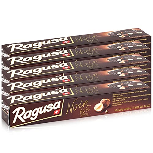 Ragusa Noir 60% dunkle Schokolade mit ganzen Haselnüssen 400g (5er Pack) von Ragusa