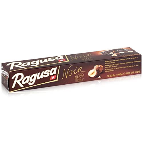Ragusa Noir Geschenkpackung 400g Die dunkle Variante mit 60 Prozent Kakaoanteil und ganzen Haselnüssen Original Schweizer Schokolade (1 x 400g) von Ragusa