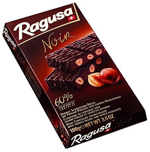 Ragusa Noir Tafel 100g – Die dunkle Variante mit 60 Prozent Kakaoanteil und ganzen Haselnüssen – Original Schweizer Schokolade (1 x 100g) von Ragusa