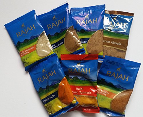 Curry Spice Kit - Rajah Garam Masala, Knoblauch und Korriander, heiße und würzige Gewürze, Kümmelpulver, Chilipulver, Kurkuma-Pulver, Korriander-Pulver. von Rajah