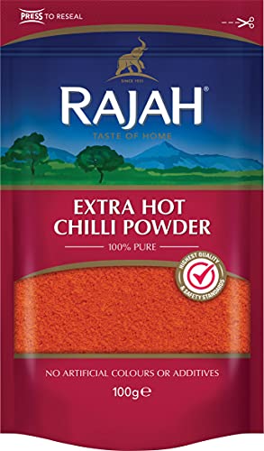 Rajah Chili extra scharf – Pikantes Chilipulver zum Würzen und Kochen – 1 x 100 g Rajah Chili extra scharf – Pikantes Chilipulver zum Würzen und Kochen – 1 x 100 g von Rajah