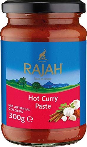Rajah Currypaste – Scharfe Gewürzpaste für authentische Curry-Gerichte – Ideal zum Würzen von Fleisch, Fisch oder Gemüse – 1 x 300 g von Rajah