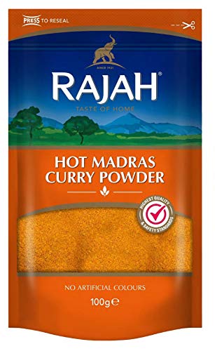Rajah Hot Madras Currypulver – Aromatische Gewürzmischung mit intensiver Schärfe – 1 x 100 g von Rajah