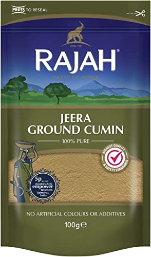 Rajah Jeera Ground Cumin – Gemahlener Kreuzkümmel mit starkem Aroma und authentischem Geschmack – 1 x 100 g von Rajah