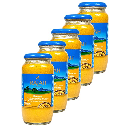 Rajah Korma - 5er Pack Cremige Kokosnuss Currysauce á 500 g - Mittelscharfe indische Curry Sauce Fertigsauce Rajah Korma - 5er Pack Cremige Kokosnuss Currysauce á 500 g - Mittelscharfe indische Curry Sauce Fertigsauce von Rajah