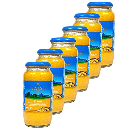 Rajah Korma - 6er Pack Cremige Kokosnuss Currysauce á 500 g - Mittelscharfe indische Curry Sauce Fertigsauce Rajah Korma - 6er Pack Cremige Kokosnuss Currysauce á 500 g - Mittelscharfe indische Curry Sauce Fertigsauce von Rajah