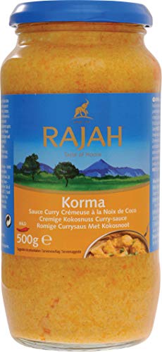 Rajah Korma Cremige Kokosnuss Curry-Sauce – Milde Fertigsauce – 2 x 500 g von Rajah