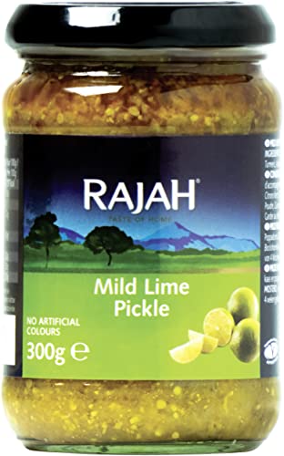 Rajah Mild Lime Pickle – Mild eingelegte Limetten – Ideal als Begleitung zu Curry, Fleisch, Käse, Poppadums & Vorspeisen – 1 x 300 g von Rajah