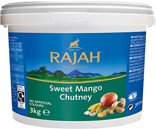 Rajah Mango Chutney – mild, fruchtig-süß, leicht scharf - Großpackung – Ideal zum Würzen von Fleisch, Fisch, Käse oder als Dip – 1 x 3 kg von Rajah