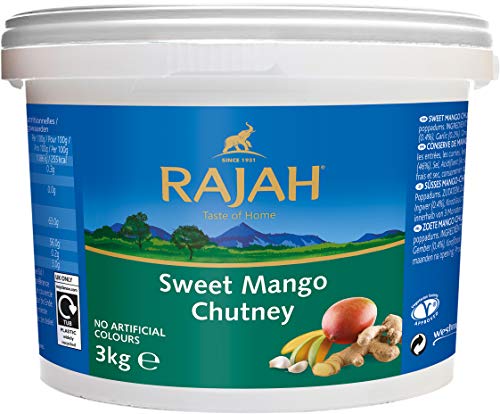 Rajah Mango Chutney – mild, fruchtig-süß, leicht scharf - Großpackung – Ideal zum Würzen von Fleisch, Fisch, Käse oder als Dip – 1 x 3 kg von Rajah