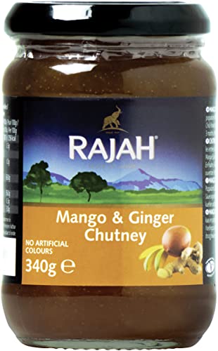 Rajah Mango & Ingwer Chutney – scharf, würzig – Ideal zum Würzen von Fleisch, Fisch, Käse oder als Dip – 2 x 340 g Rajah Mango & Ingwer Chutney – scharf, würzig – Ideal zum Würzen von Fleisch, Fisch, Käse oder als Dip – 2 x 340 g von Rajah