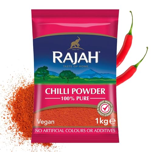Rajah Spices Chilipulver | Lal Mirch Powder | Mirch Powder | Chili | Red Chili Powder | Hot Chili Powder | (1kg) von Rajah