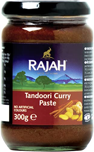 Rajah Tandoori Currypaste – Leicht scharfe Gewürzpaste für authentische Curry-Gerichte – Ideal zum Würzen von Fleisch, Fisch oder Gemüse – 3 x 300 g von Rajah