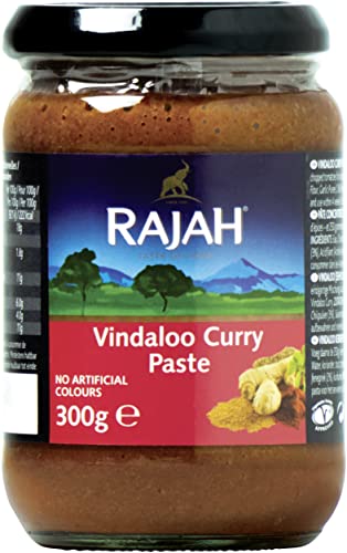 Rajah Vindaloo Currypaste – Sehr scharfe Gewürzpaste angelehnt an das beliebte indische Vindaloo-Curry – Ideal zum Würzen von Fleisch, Fisch oder Gemüse – 3 x 300 g von Rajah