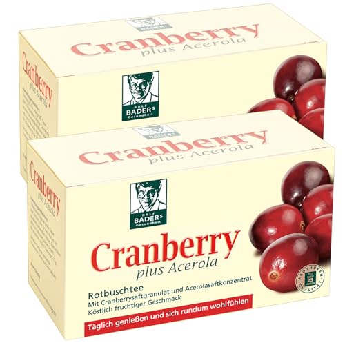 BADERs Cranberry plus Acerola aus der Apotheke. Rotbuschtee mit Cranberry-Saftgranulat. 2 x 20 Filterbeutel von Ralf BADERs Gesundheit
