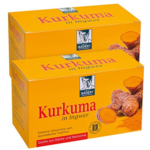 BADERs Kurkuma in Ingwer aus der Apotheke. Erlesener Gewürztee nach ayurvedischer Tradition. 2 x 20 Filterbeutel. von Ralf BADERs Gesundheit