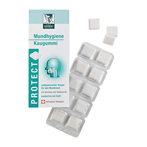 BADERs PROTECT Mundhygiene Kaugummi aus der Apotheke. Antibakterieller Schutz für den Mundraum mit Grüntee und Xylit. 20 Kaugummi-Quadrate BADERs PROTECT Mundhygiene Kaugummi aus der Apotheke. Antibakterieller Schutz für den Mundraum mit Grüntee und Xylit. 20 Kaugummi-Quadrate von Ralf BADERs Gesundheit