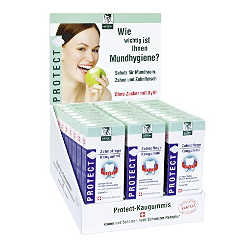 BADERs PROTECT Zahnpflege Kaugummi aus der Apotheke. Display mit 24 Packungen. Je Packung 20 Kaugummi-Quadrate. Zuckerfrei mit Xylit. PZN 04451478 BADERs PROTECT Zahnpflege Kaugummi aus der Apotheke. Display mit 24 Packungen. Je Packung 20 Kaugummi-Quadrate. Zuckerfrei mit Xylit. PZN 04451478 von Ralf BADERs Gesundheit