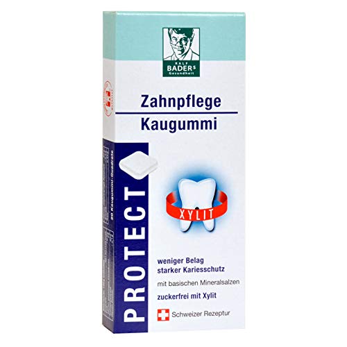 Ralf BADERs Gesundheit BADERs PROTECT Zahnpflege Kaugummi aus der Apotheke, Zuckerfrei mit 100% Xylit, 20 Kaugummi-Quadrate, 37 g von Ralf BADERs Gesundheit