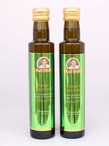 2 x 250 ml Omega-3-Gourmetöl mit DHA, Bio-Sesamöl, Bio-Olivenöl und Zitrone von Ralf Moll | Braunglasflasche mit Dosierer 2 x 250 ml Omega-3-Gourmetöl mit DHA, Bio-Sesamöl, Bio-Olivenöl und Zitrone von Ralf Moll | Braunglasflasche mit Dosierer von Ralf Moll