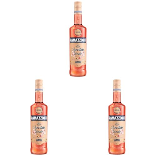 Ramazzotti Aperitivo Rosato – Der italienische Aperitif mit fruchtig-frischer Note – Ideal für Longdrinks oder Cocktails – 1 x 1 l (Packung mit 3) von Ramazzotti