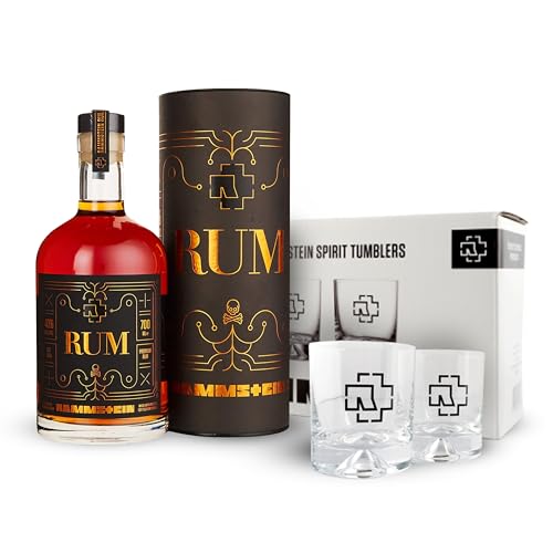 Rammstein Rum (1 x 0.7 L) + Rammstein Tumbler ”Logo” 2er Box 0,29l Glas im Set By Lange Theke von Rammstein