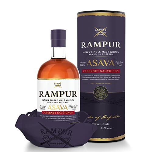 Rampur ASĀVA Cabernet Sauvignon Indian Single Malt Whisky 45% Vol. 0,7l in Geschenkbox von Rampur